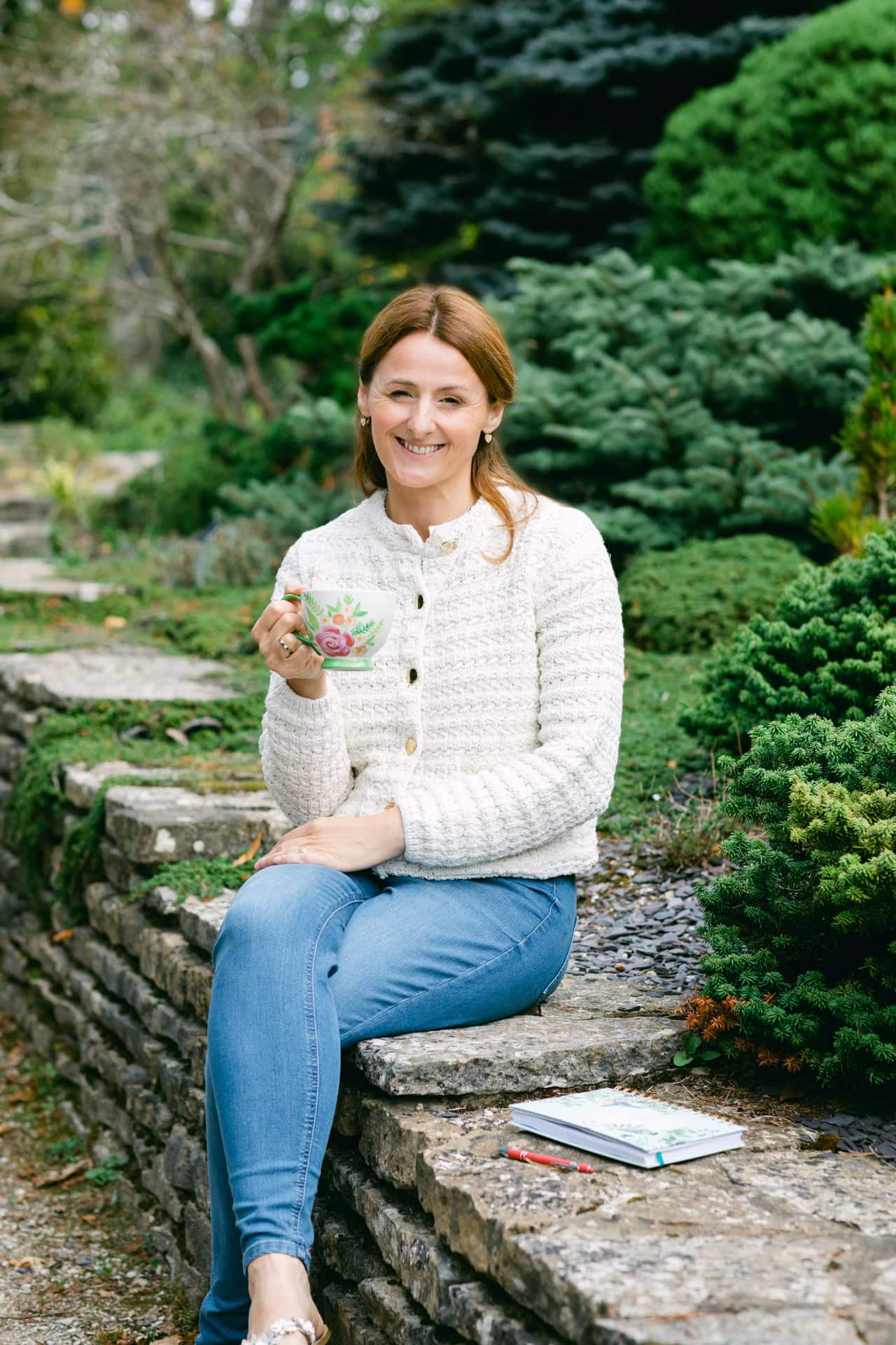 Susy Ramshaw Councillor photoshoot in gardens Romsey Summer shoot